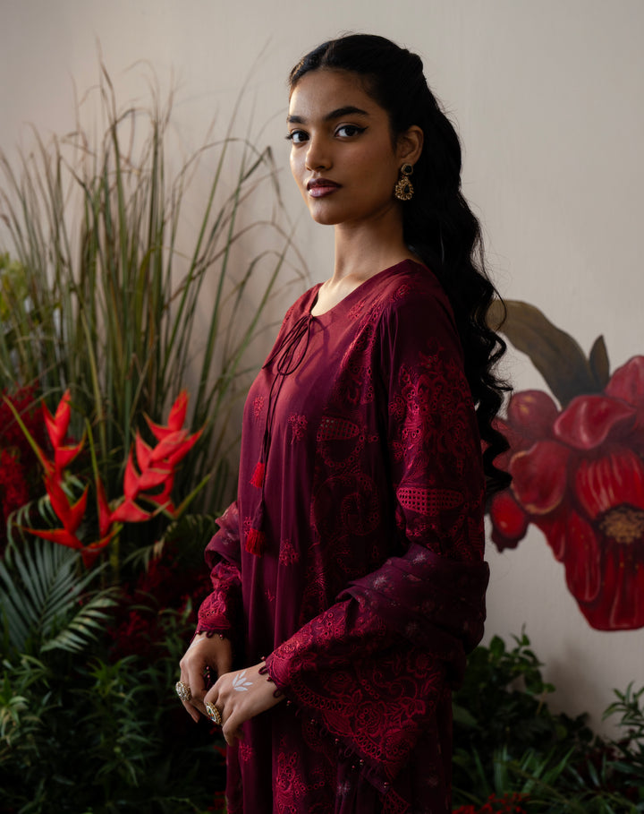 Mehrunisa Wine Lawn Set