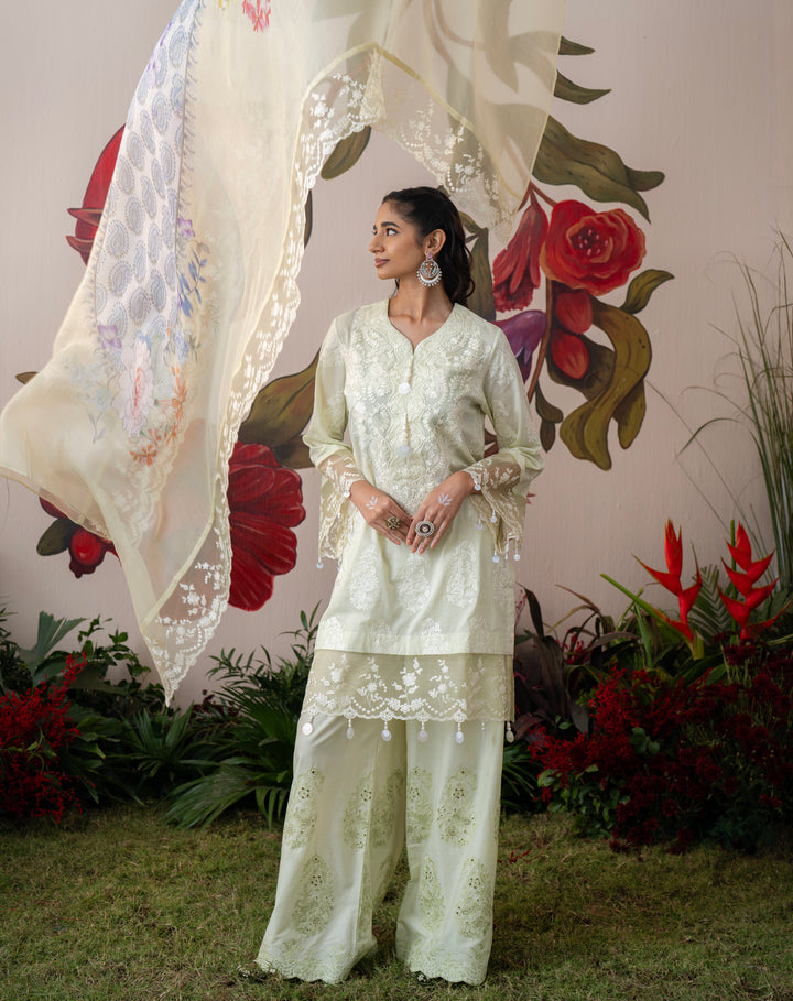 Shehnaaz Ivory Lemon Lawn Set
