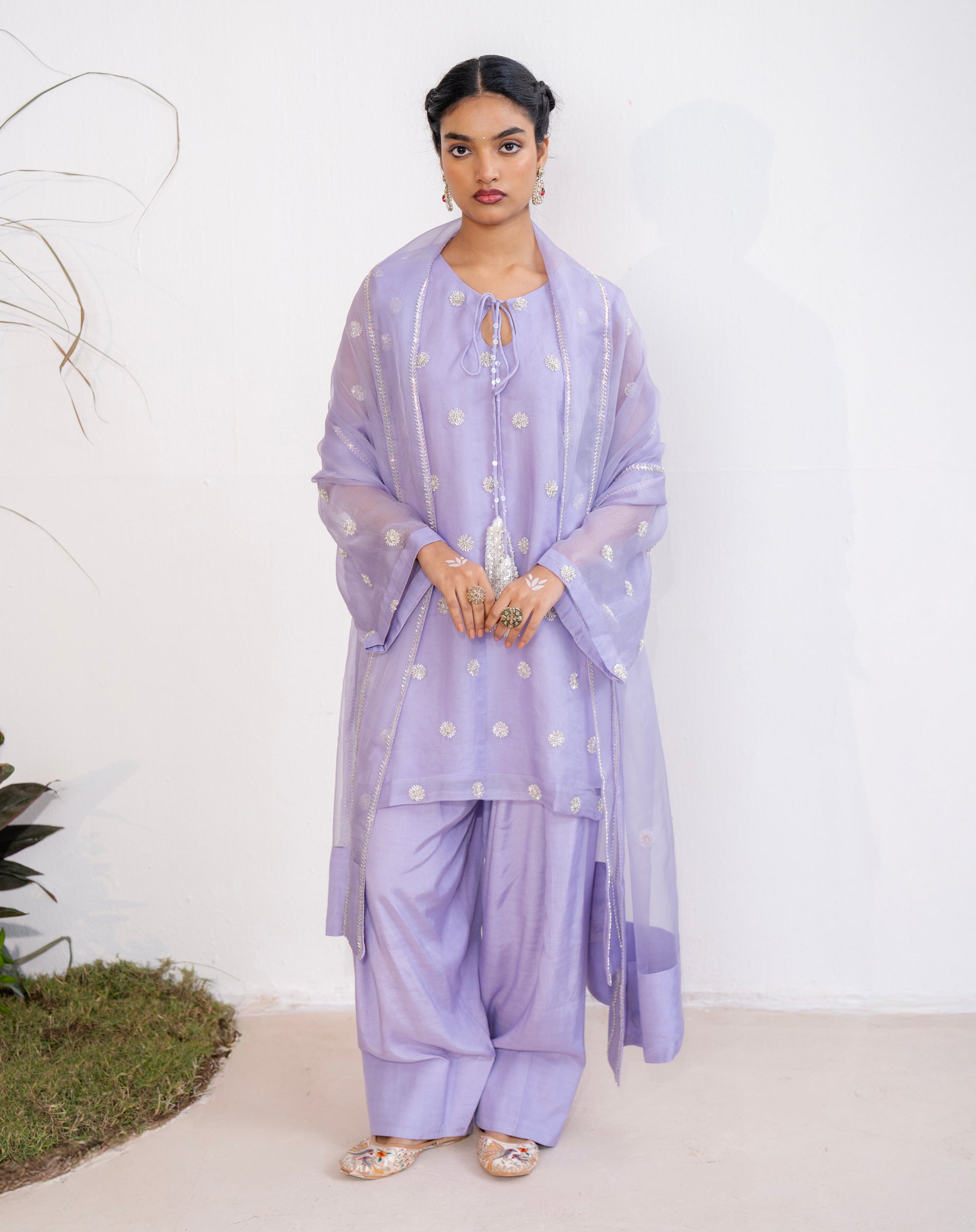 Noor-e-Booti Kurta set - Lavender