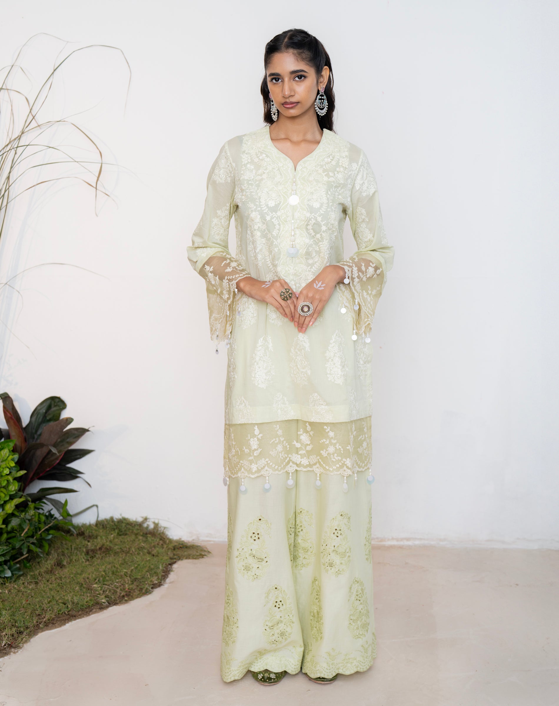 Shehnaaz Ivory Lemon Lawn Set