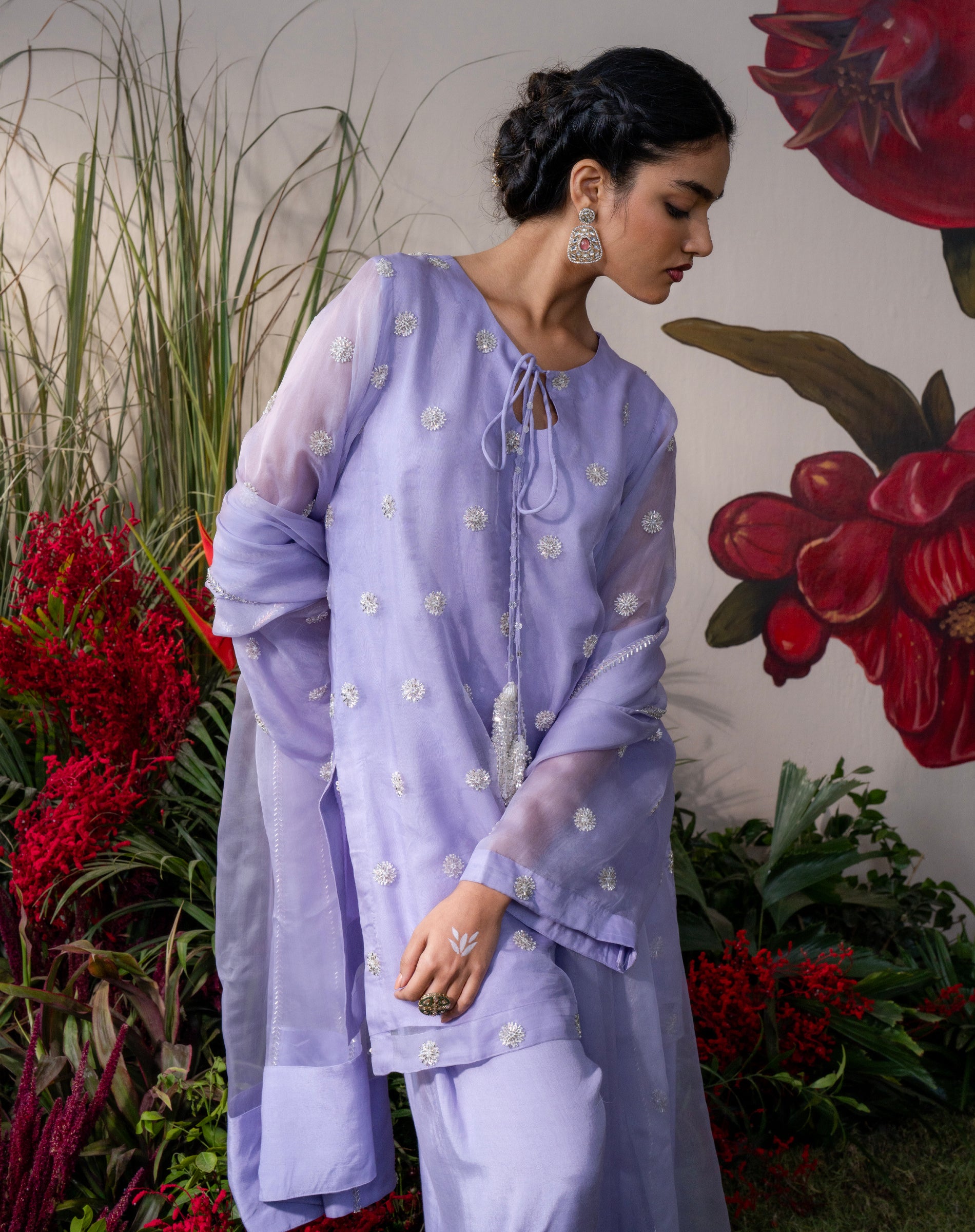 Noor-e-Booti Kurta set - Lavender