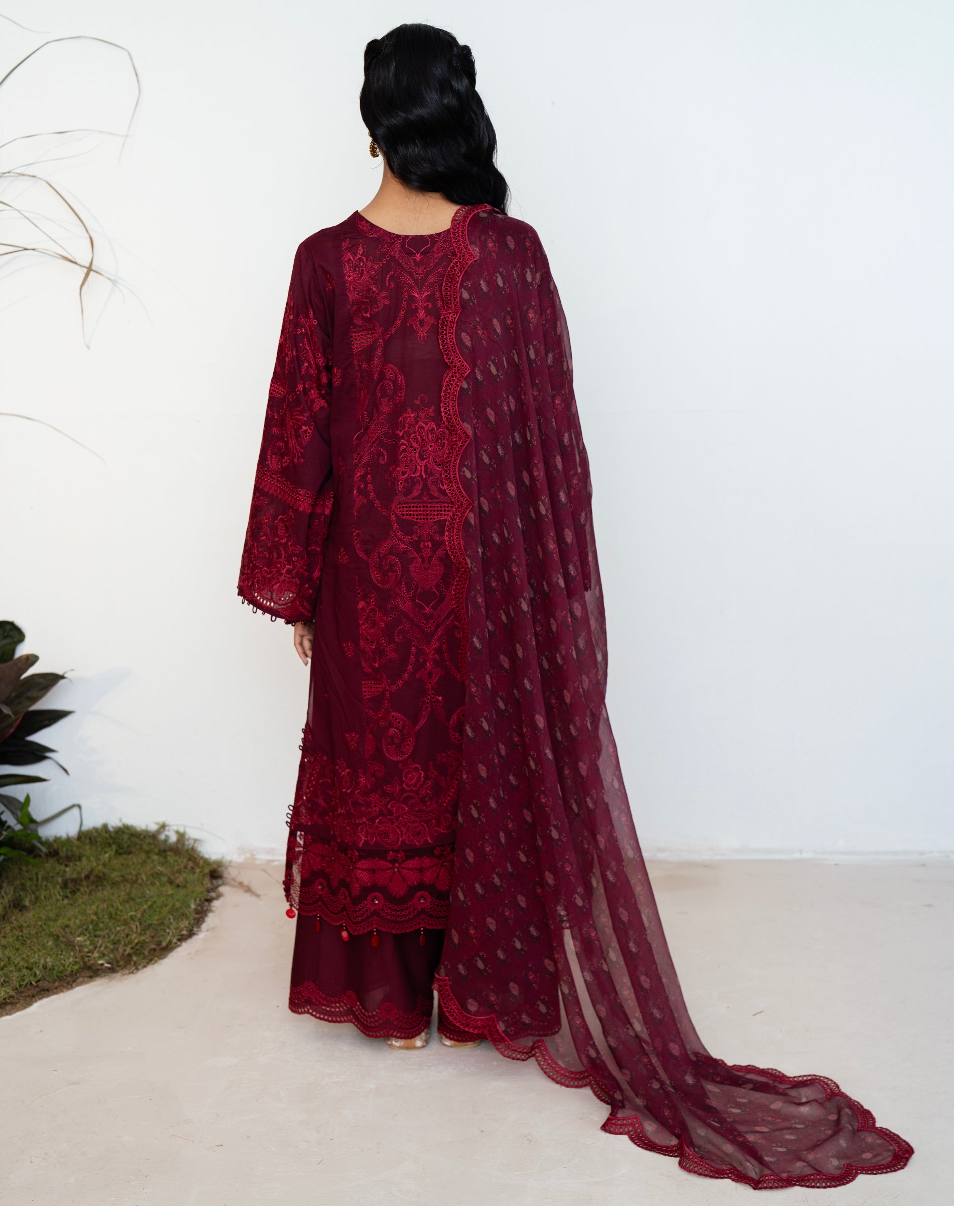 Mehrunisa Wine Lawn Set