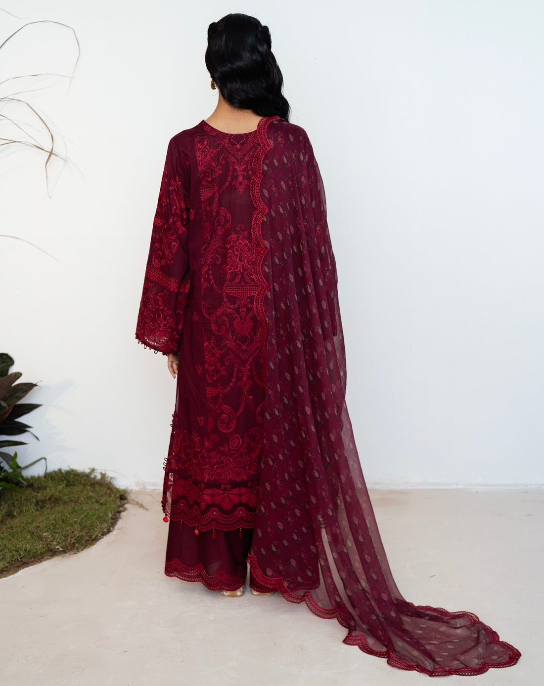 Mehrunisa Wine Lawn Set