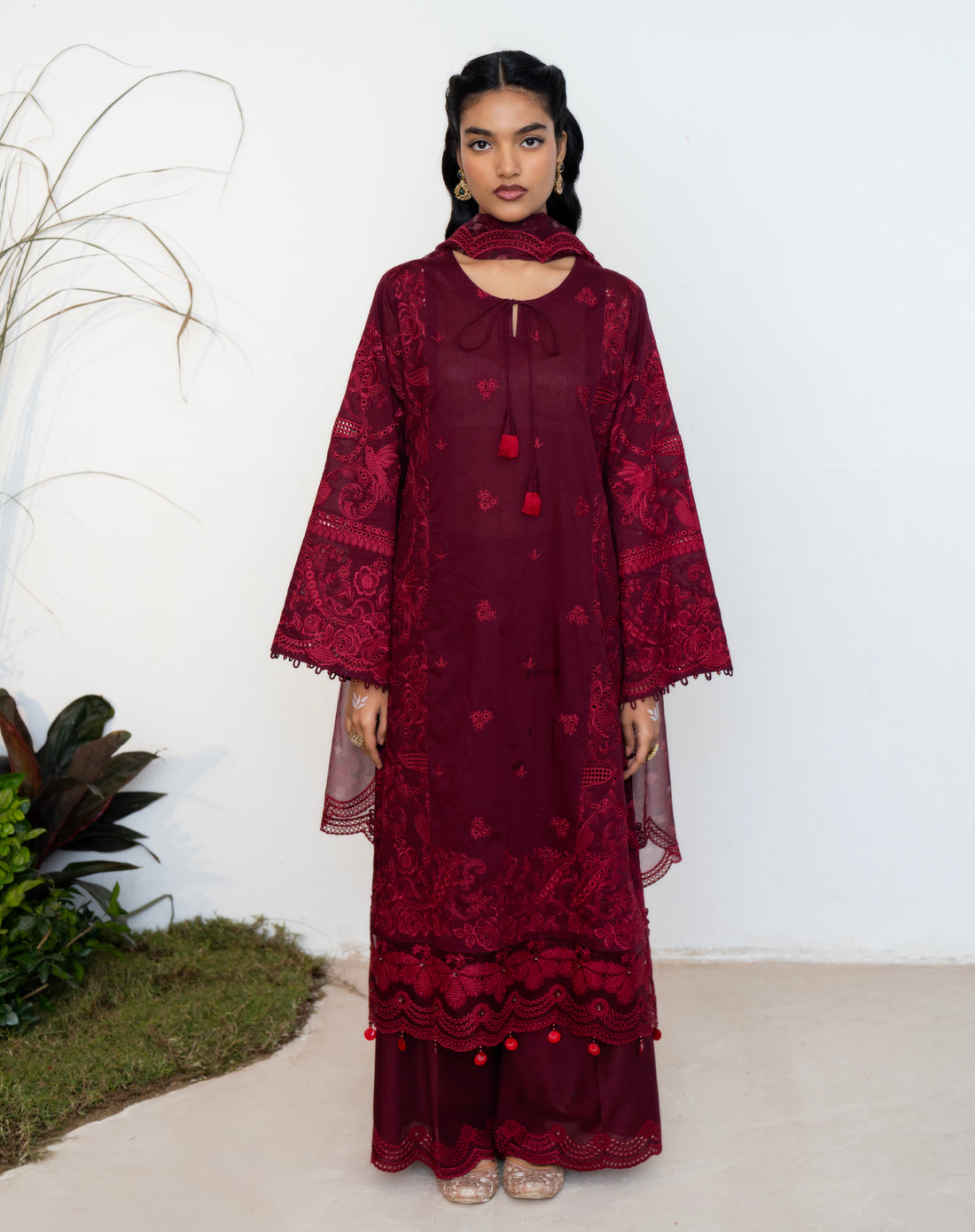 Mehrunisa Wine Lawn Set