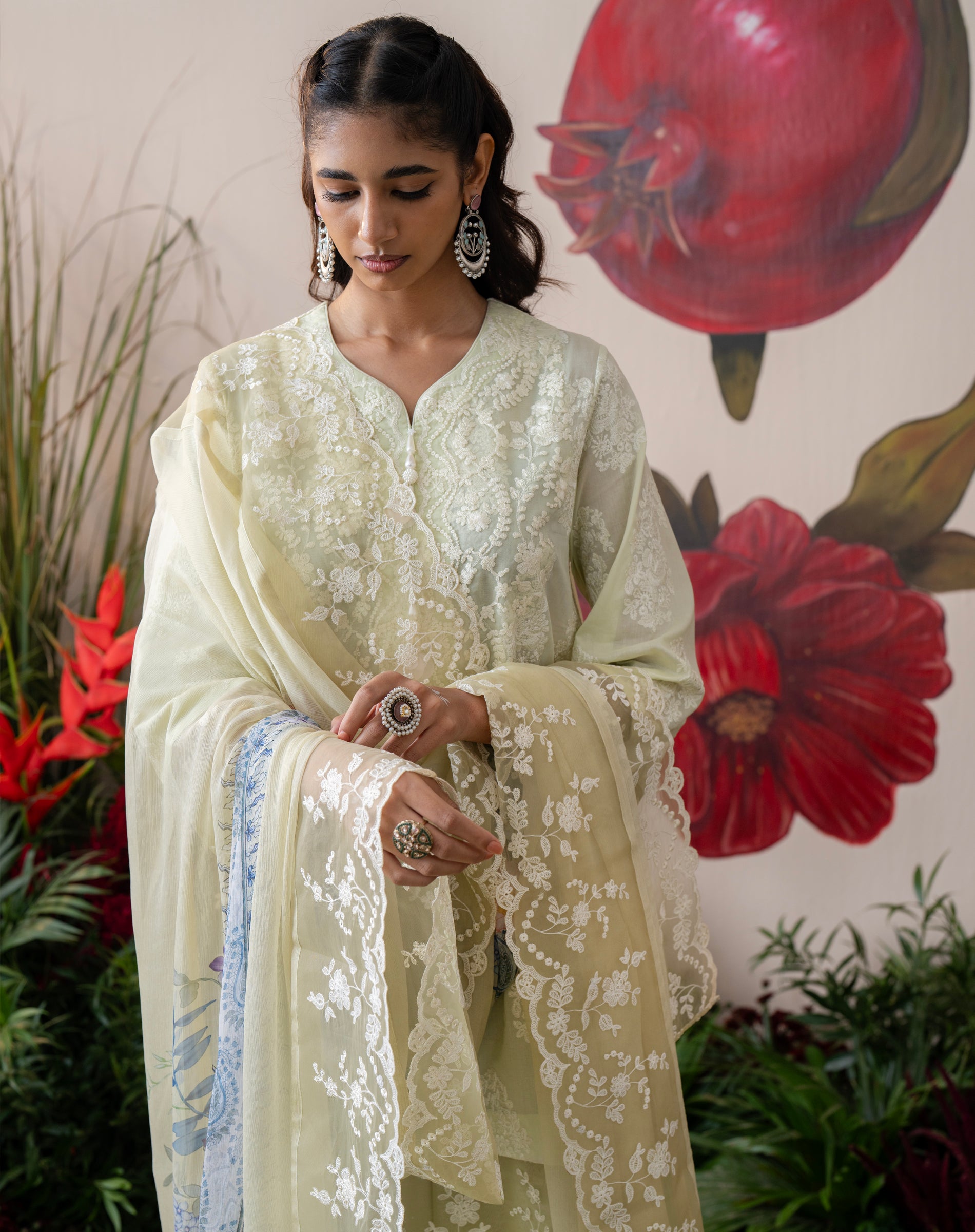Shehnaaz Ivory Lemon Lawn Set