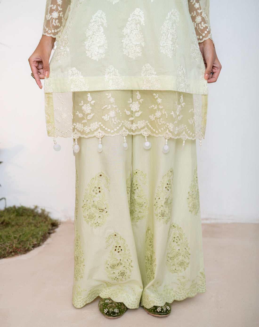 Shehnaaz Ivory Lemon Lawn Set