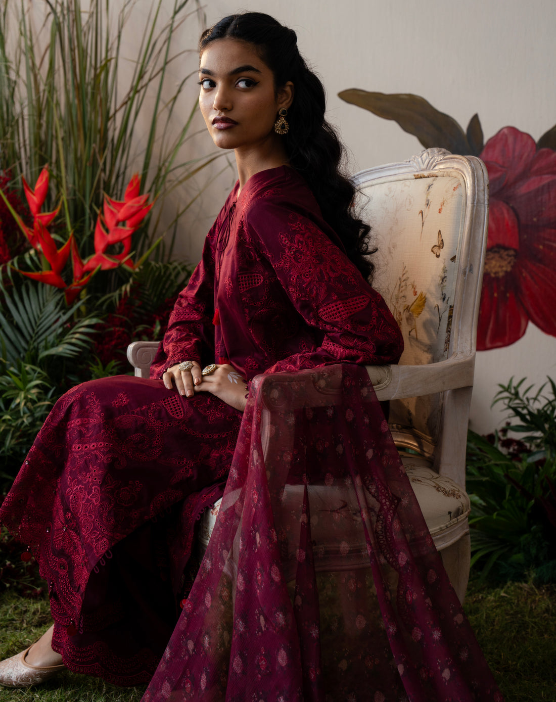 Mehrunisa Wine Lawn Set