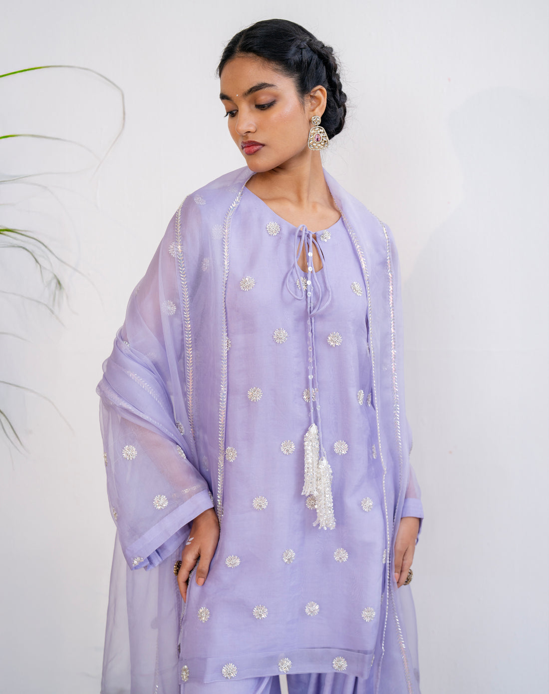 Noor-e-Booti Kurta set - Lavender