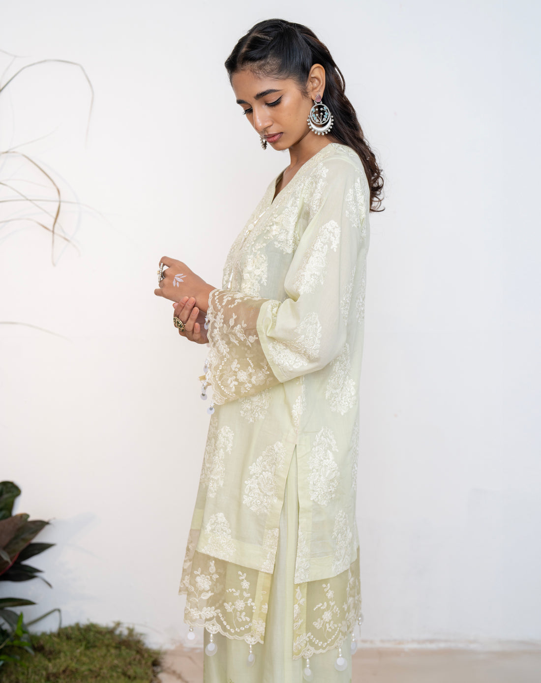 Shehnaaz Ivory Lemon Lawn Set
