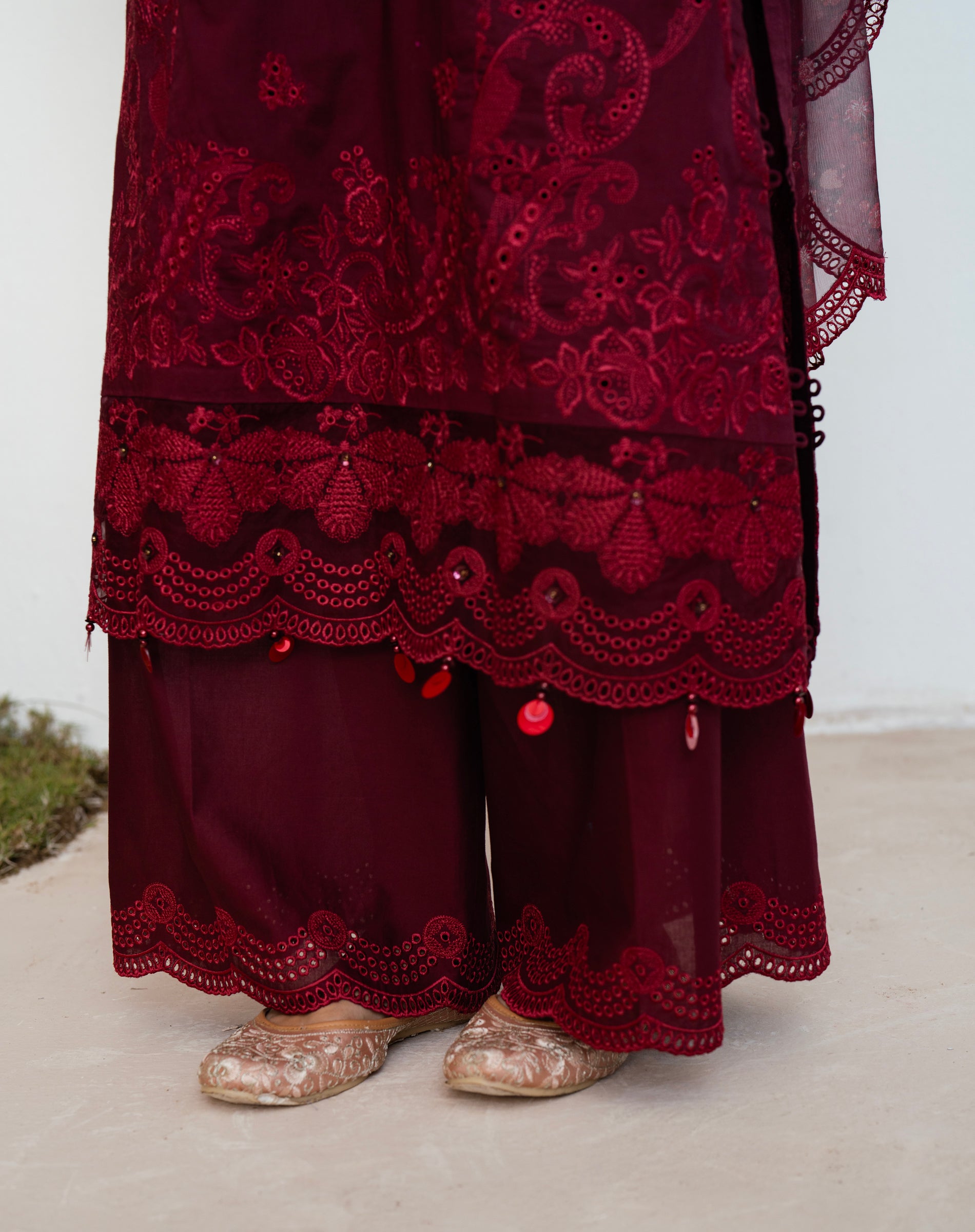 Mehrunisa Wine Lawn Set