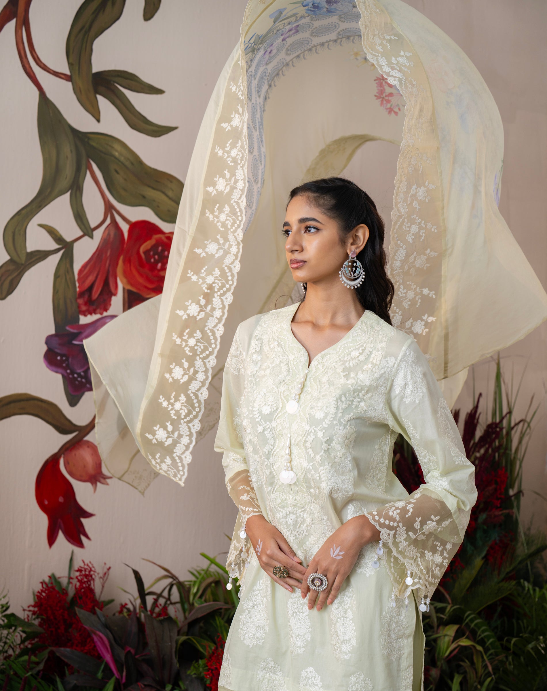 Shehnaaz Ivory Lemon Lawn Set