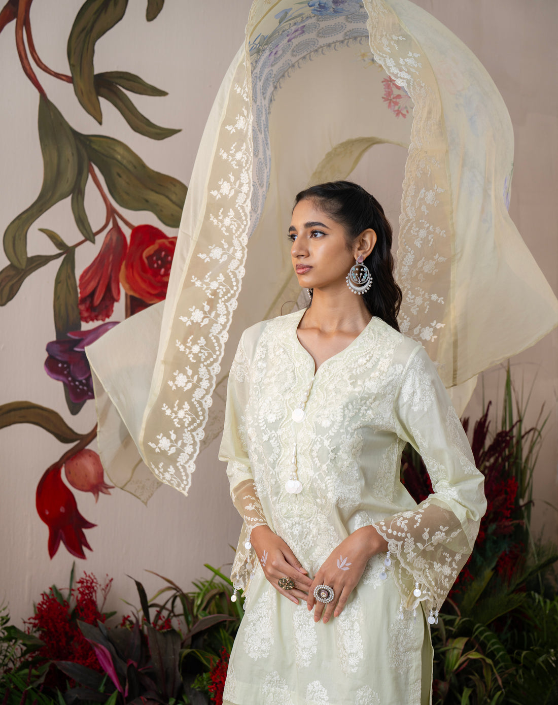 Shehnaaz Ivory Lemon Lawn Set