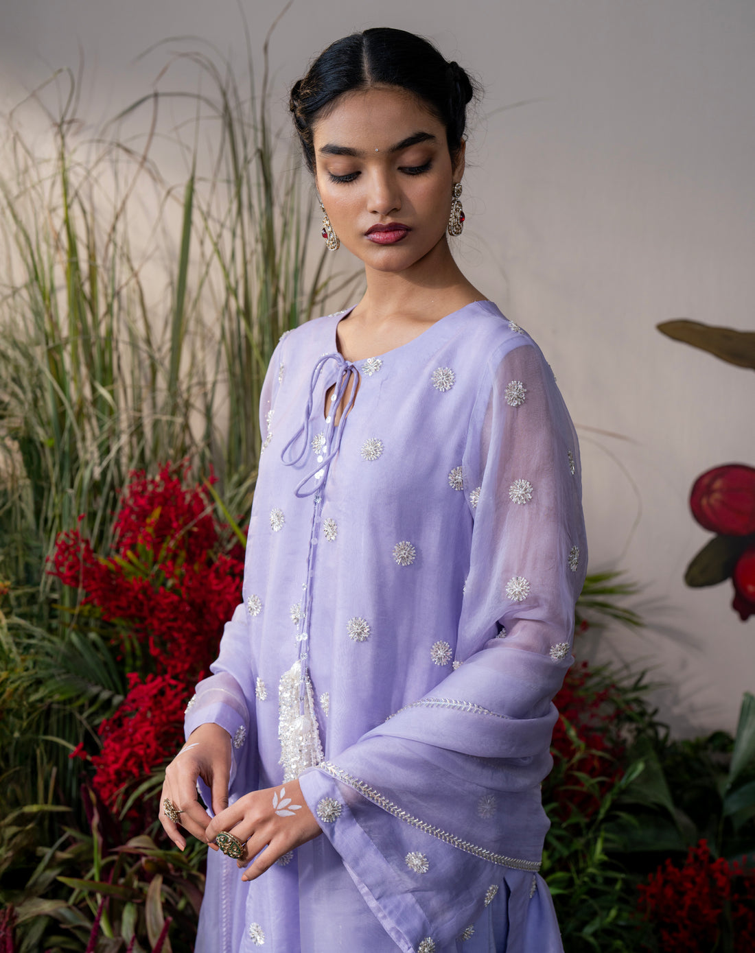 Noor-e-Booti Kurta set - Lavender