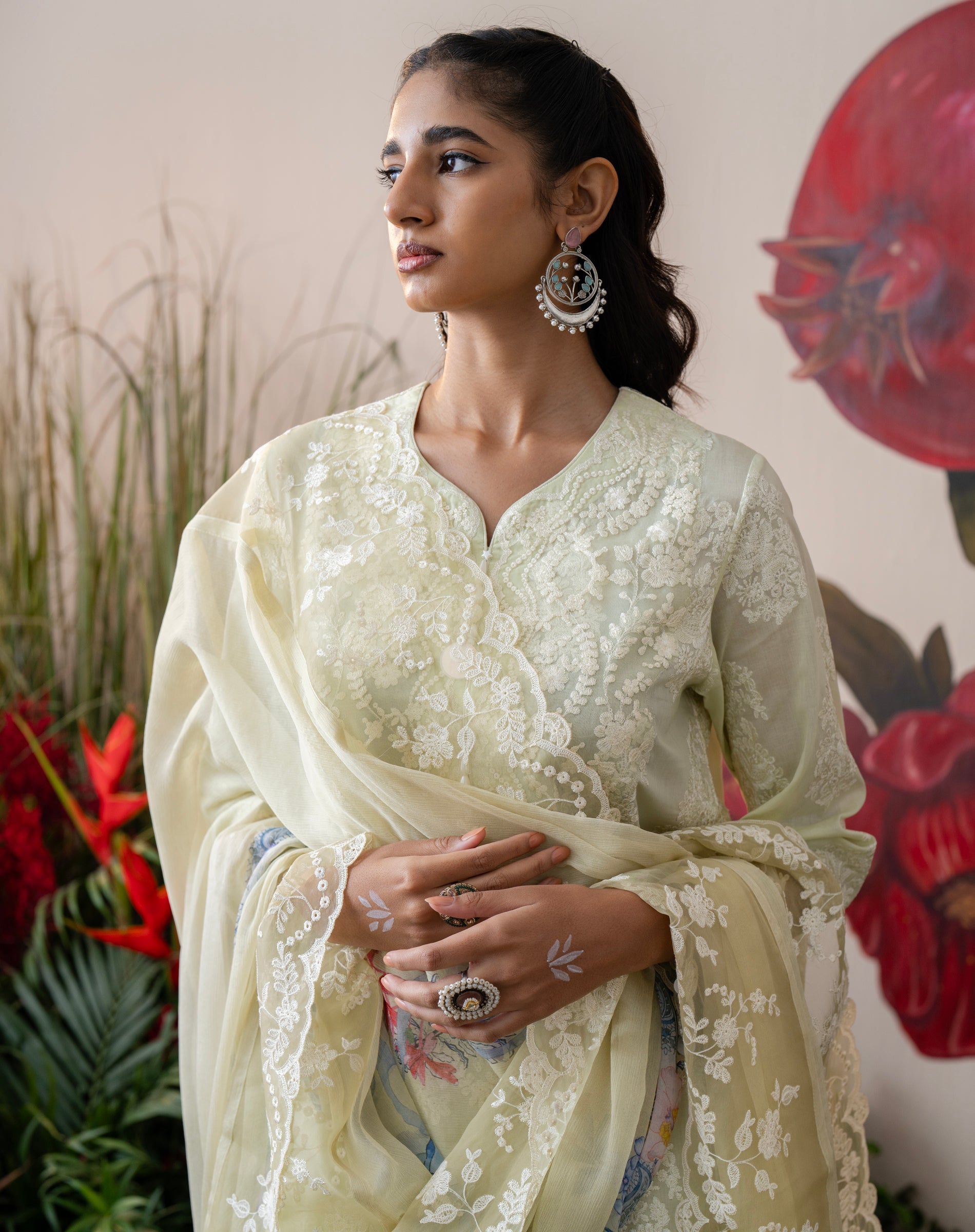 Shehnaaz Ivory Lemon Lawn Set