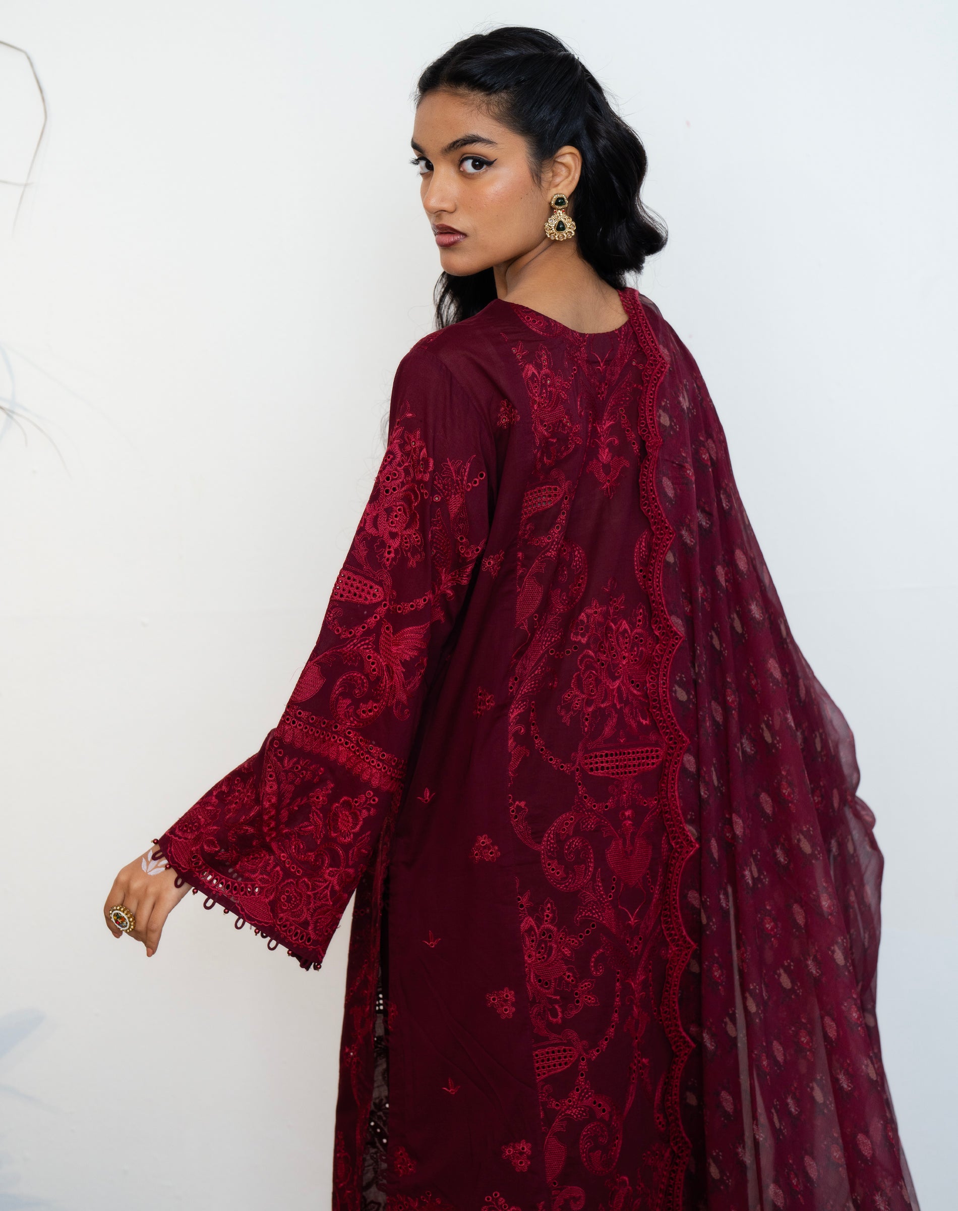Mehrunisa Wine Lawn Set