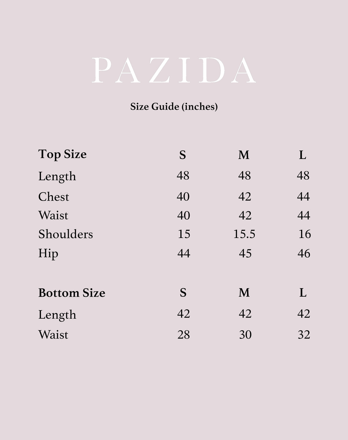 Mobile Size Guide