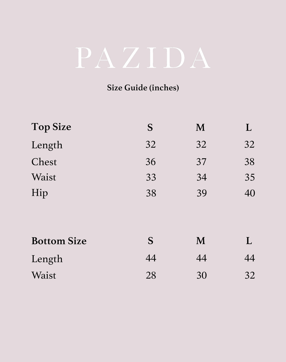 Mobile Size Guide