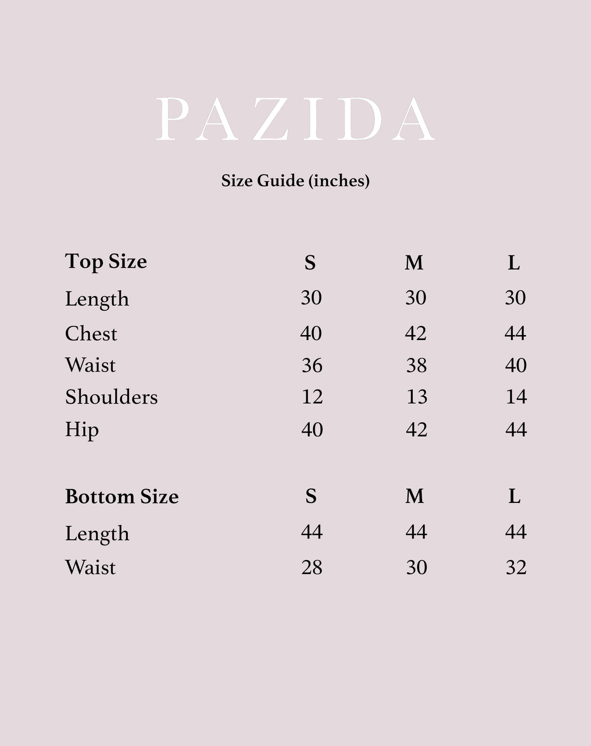 Mobile Size Guide